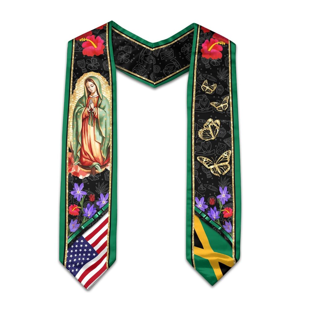 5871 Jamaica Graduation Stole 2025, Jamaican American Flag Graduation Sash